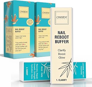 Onsen Secret Professional Nail Buffer Block | 4-Way Buffing for Natural Shine & Healthy Natural Nails - Includes 2 Extra Shine Pads, Salon-Quality, Post-Gel & Acrylic Recovery | 2 Pack