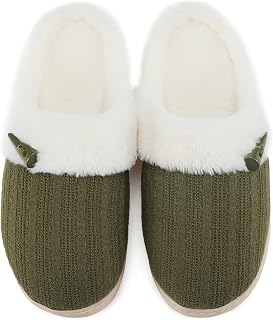 NineCiFun Women's Slip on Fuzzy Slippers Memory Foam House Slippers