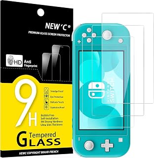 NEW'C for Nintendo Switch Lite Screen Protector Tempered Glass HD Clear | 3 Pack, HD Clear, 5.5 Inches, 9H Hardness, Scratch Resistant, Bubble Free, Oleophobic, Touch Sensitive