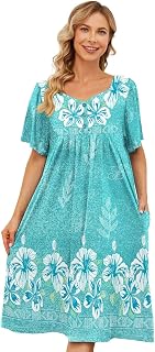 House Dresses for Women with Pockets Short Sleeve Moo Moo Nightgown