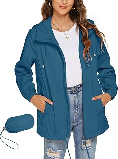 Rapbin - Women's Lightweight Waterproof Windbreaker Jacket Slim Practical Travel Rain Jacket for Cycling