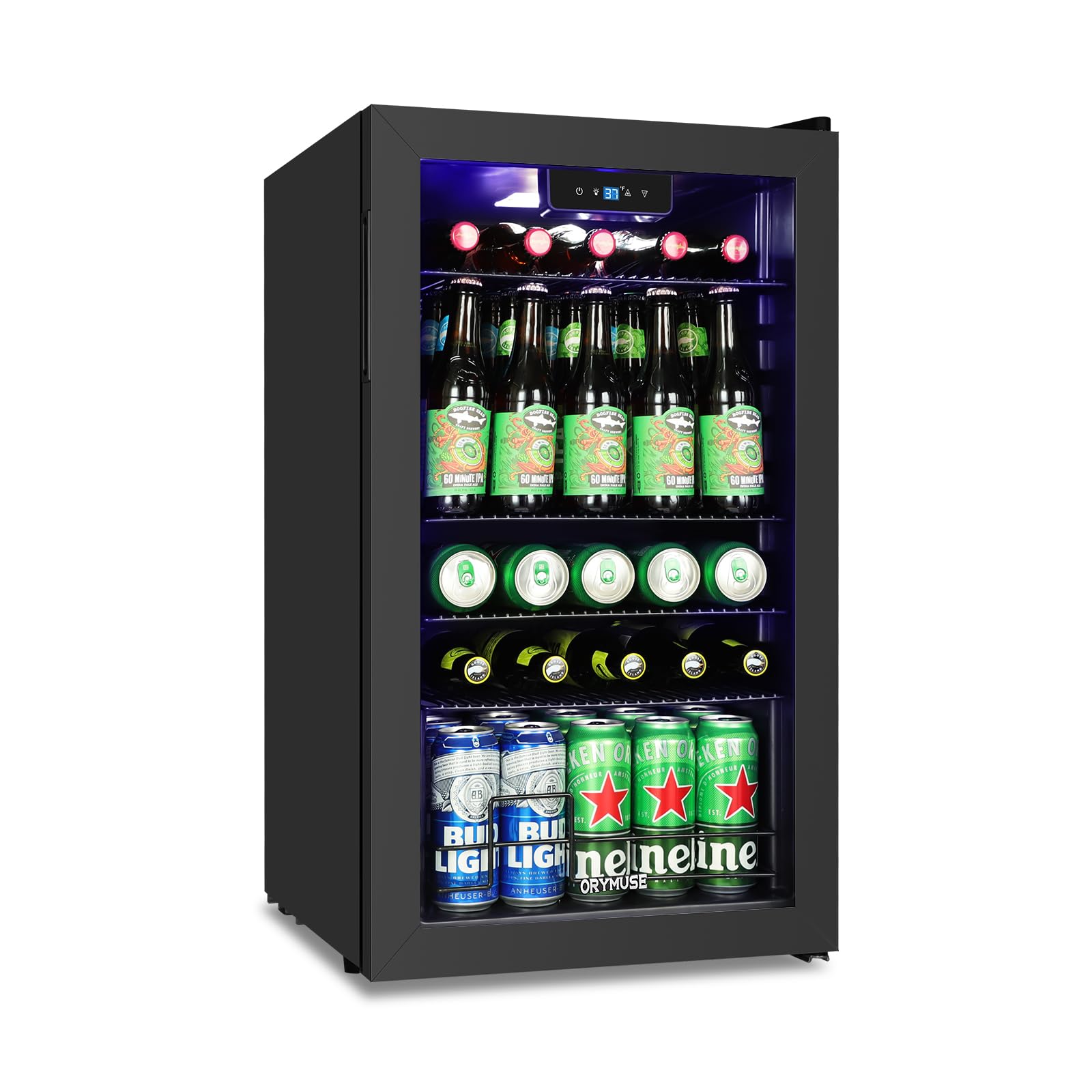 ORYMUSE Beverage Refrigerator, 130 Can 3.2 Cu.Ft Mini Fridge, Glass Door | Frees