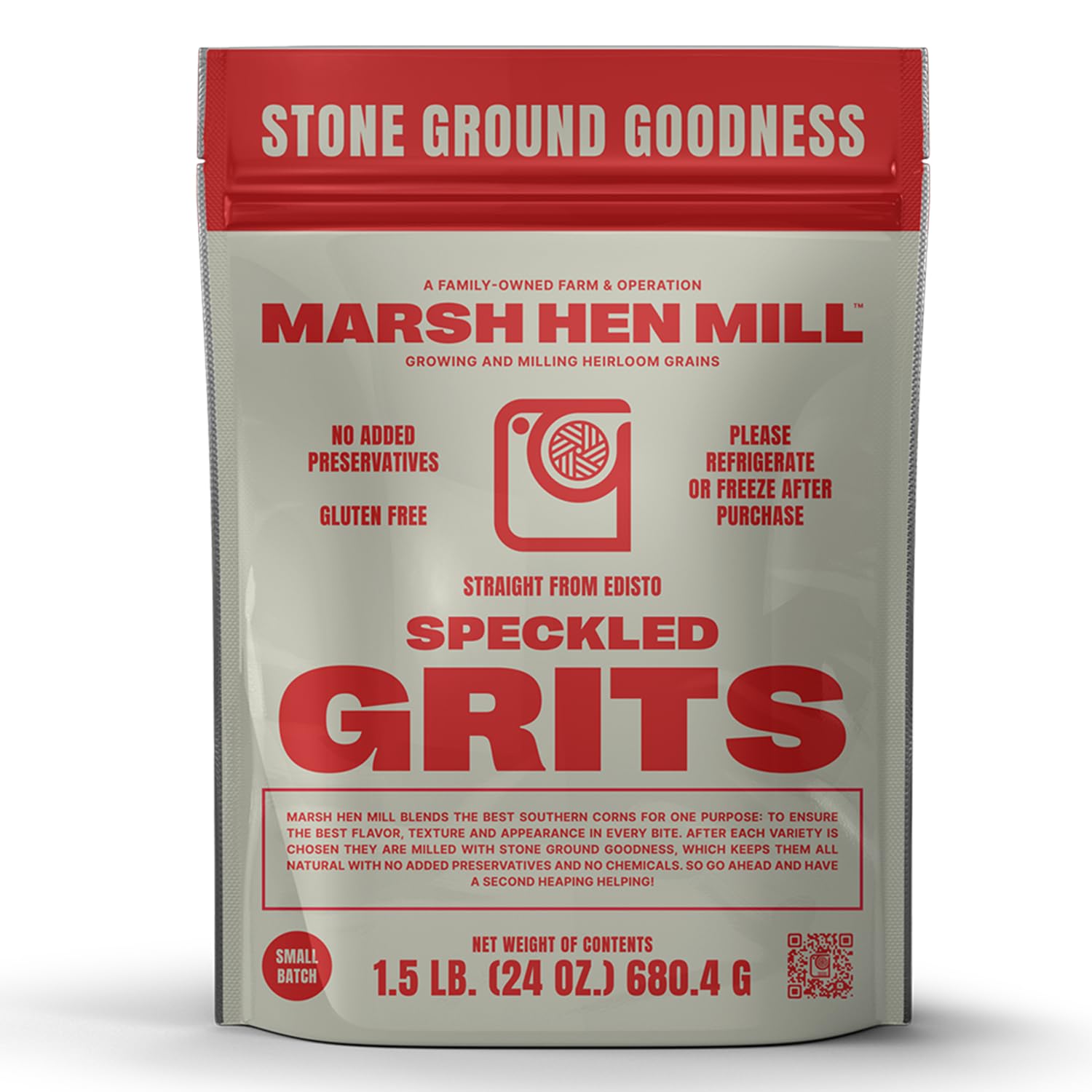 Marsh Hen Mill Speckled Grits, Stone Ground Heirloom Blend of Yellow & White Cor