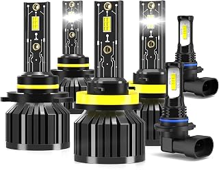 LED Headlight Bulbs Fit For 2015-2020 Ford F150 Light Bulbs,9005 High Beam + H11 Low Beams + 9145 Fog Lights,Plug N Play,Super Bright 6000K White Light,Pack of 6