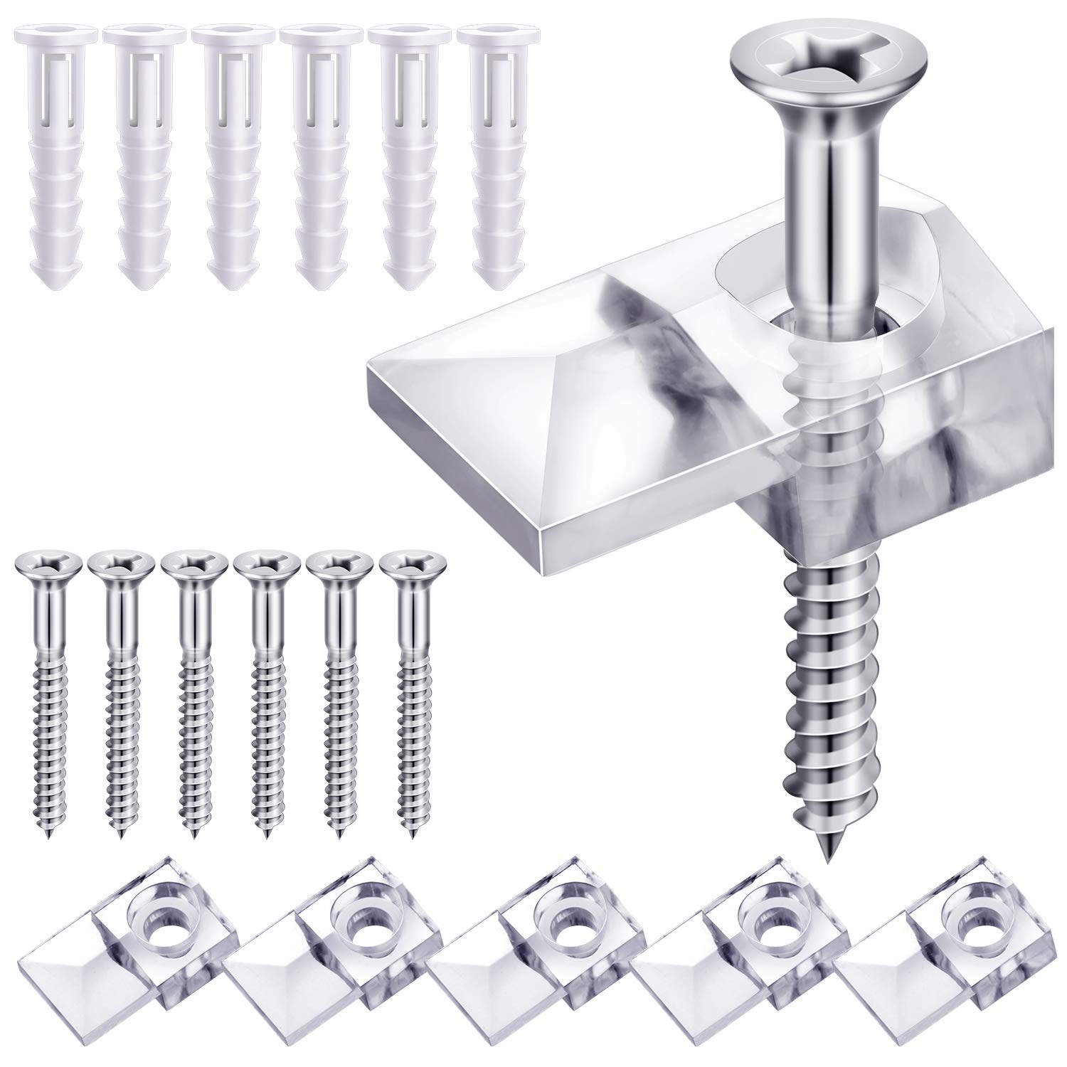 Blulu 20 Pack Glass Mirror Holder Clips for Wall Mounting | Glass Mirror Hanging