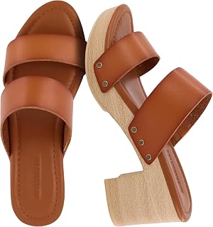 CUSHIONAIRE Women's Sky Faux Wood Sandal + Comfort Foam & Light Sole Technology