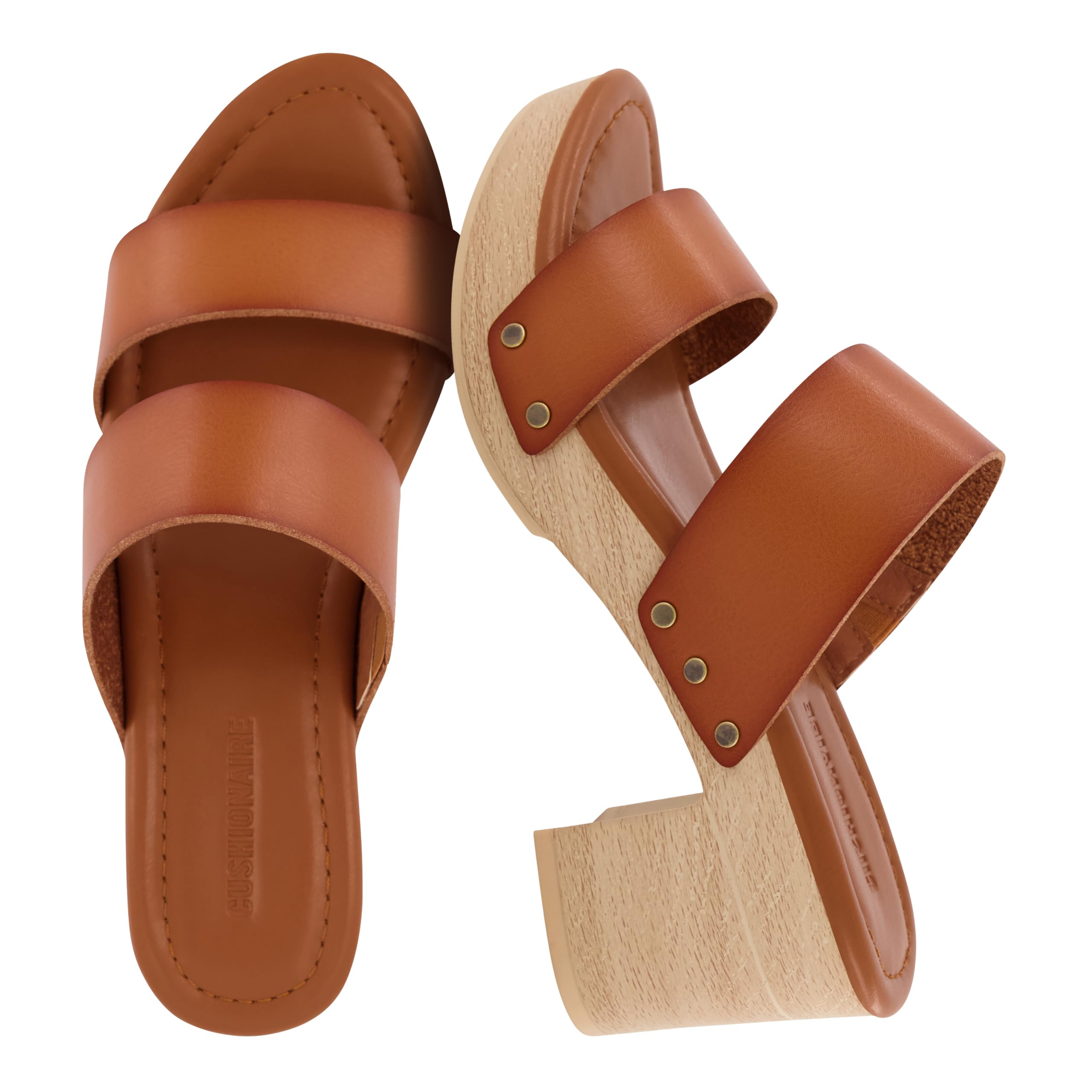 CUSHIONAIRE Women's Sky Faux Wood Sandal + Comfort Foam & Light Sole Technology