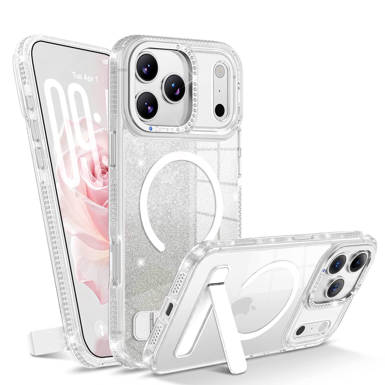 Misscase for iPhone 17 Pro/iPhone 18 Pro Case with Invisible Stand,Silver