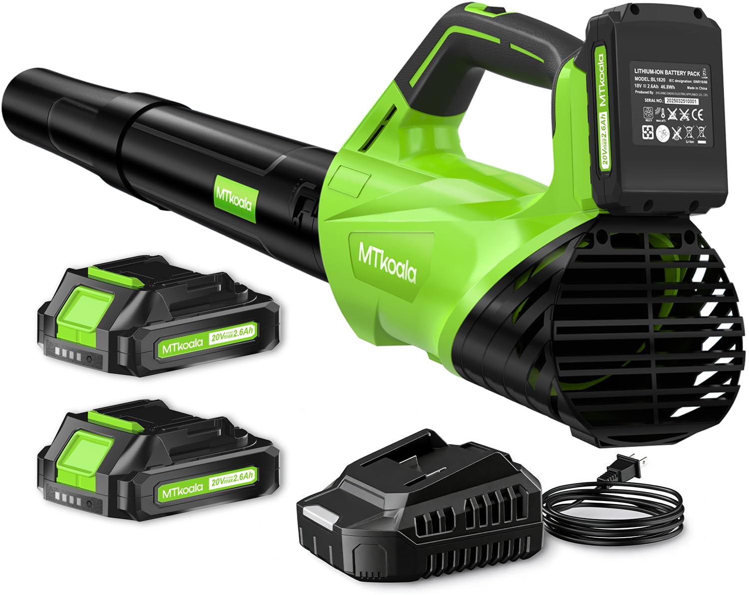 2026 Upgrade Leaf Blower, Leaf Blower Cordless with 2 * 2.6AH Batteries and Fast