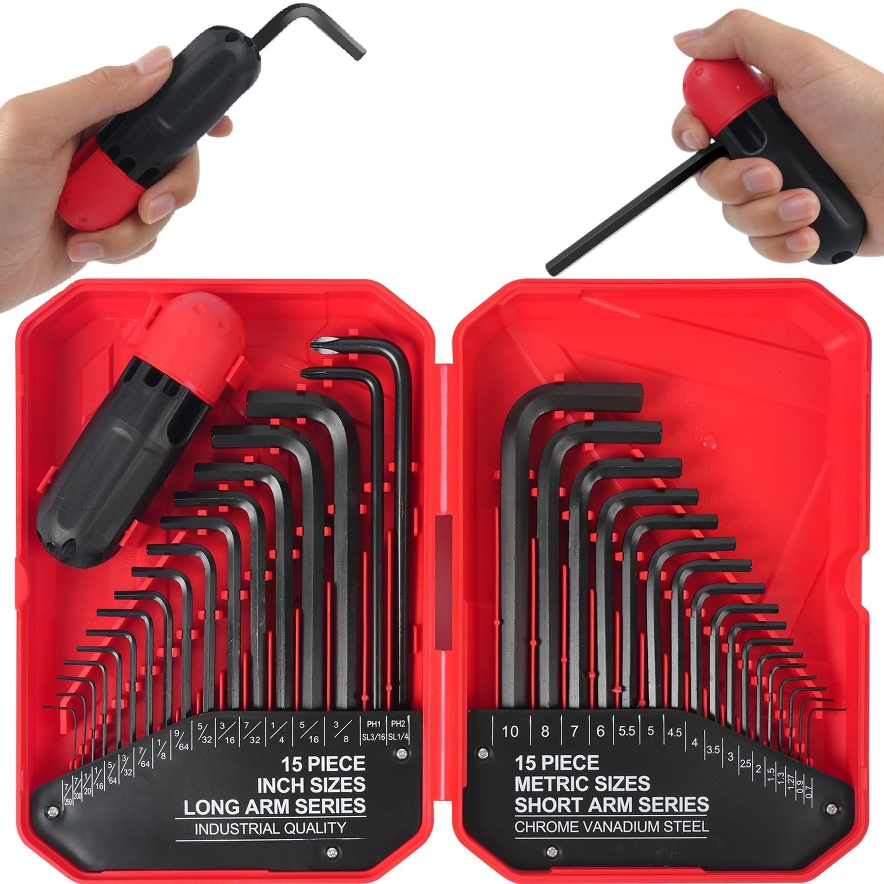 LOZAGU 35-Piece Allen Key Set, SAE and Metric Hex Key Set, SAE 0.028"-3/8" inch,