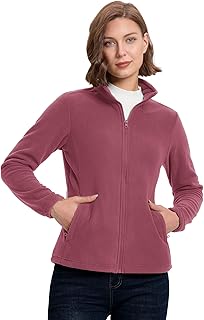 33,000ft Women's Fleece Jacket Lightweight Warm Full Zip Breathable Micro Fleece Casual Long Sleeve Jacket Travel Outdoor Sports