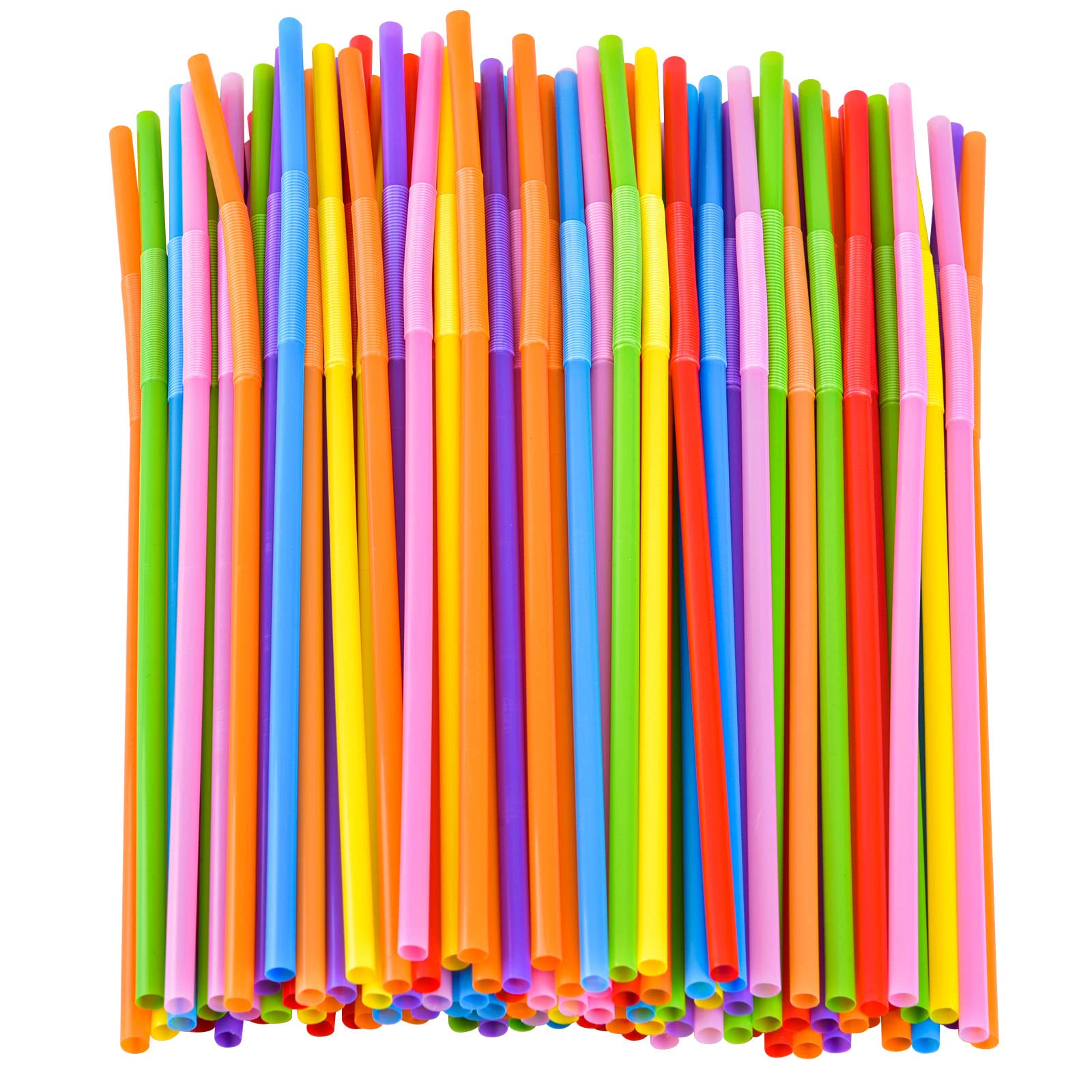 SONGNASS 100PCS Flexible Plastic Straws | Colorful Disposable Bendy Party Fancy 