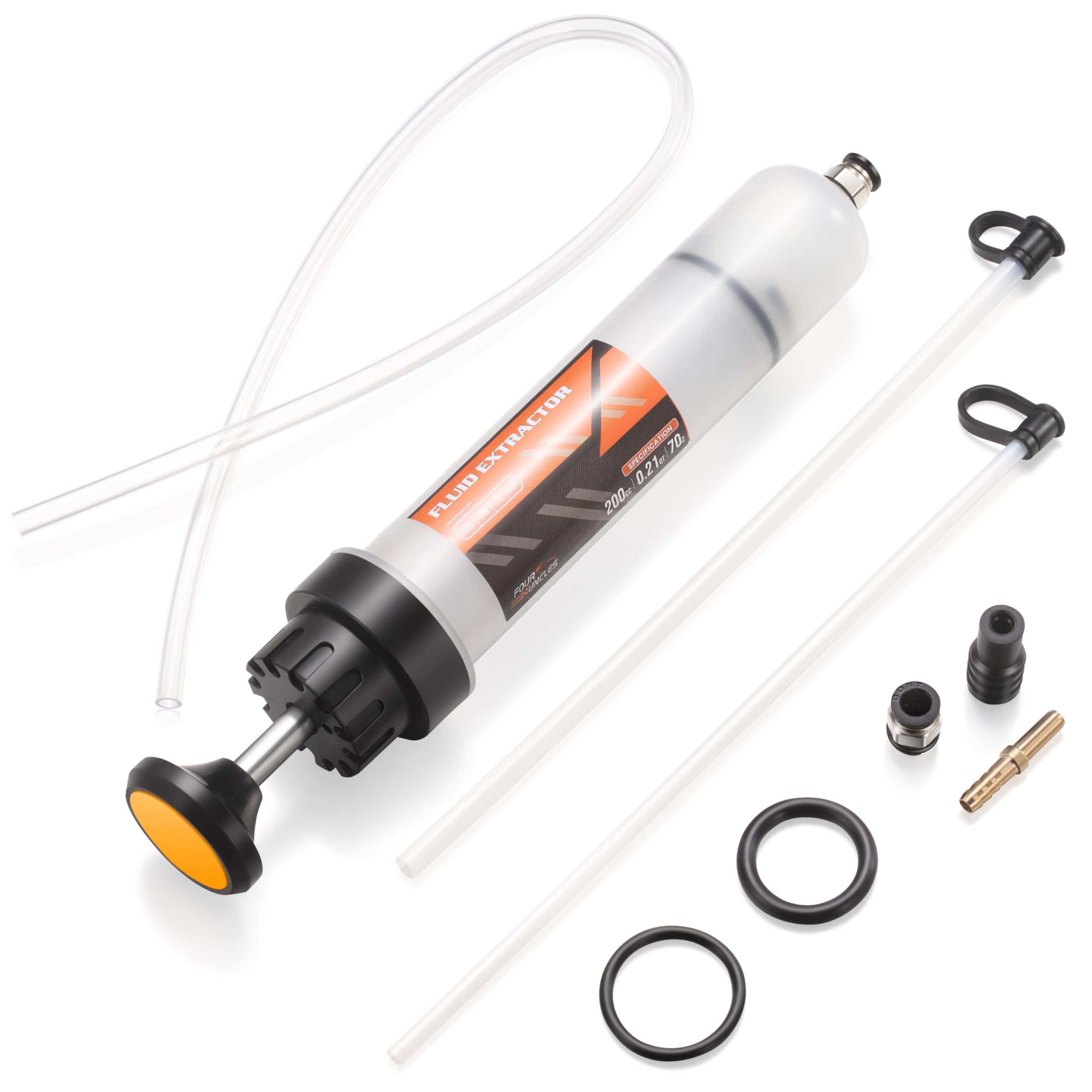 FOUR UNCLES Fluid Transfer Syringe with Flexible Hose for Oil Service | Cleaner 