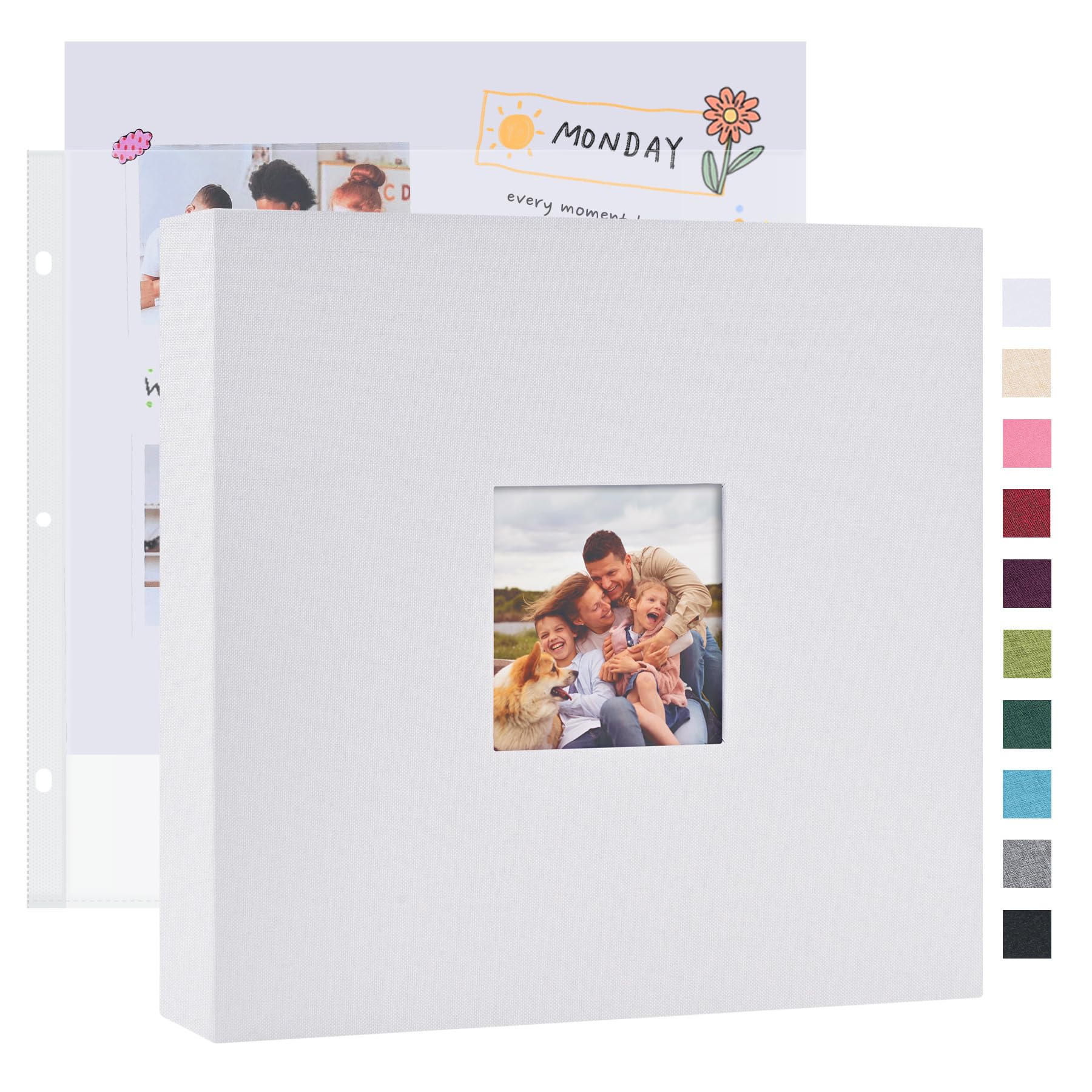 Mublalbum 12x12 Inch 3 Ring DIY Scrapbook Photo Album 40 Pages, White | 3 Ring B