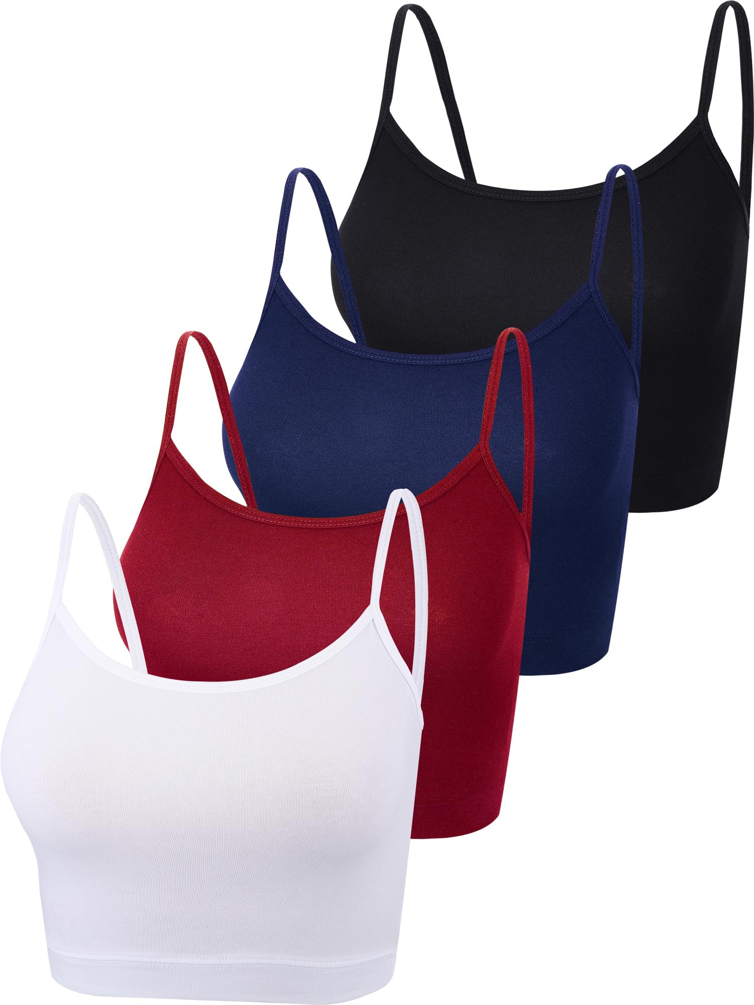 4 Pack Cropped Tank Tops for Women, Spaghetti Strap Crop Top Basic Sports Crop C
