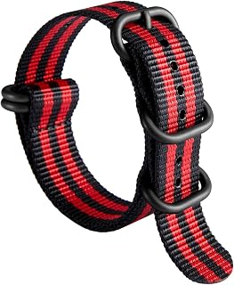 BINLUN Bracelet de Montre en Nylon Balistique Militaire Remplacement Tissu pour Hommes Femmes 18mm 19mm 20mm 21mm 22mm 23mm 24mm avec Noir/Argent Boucle