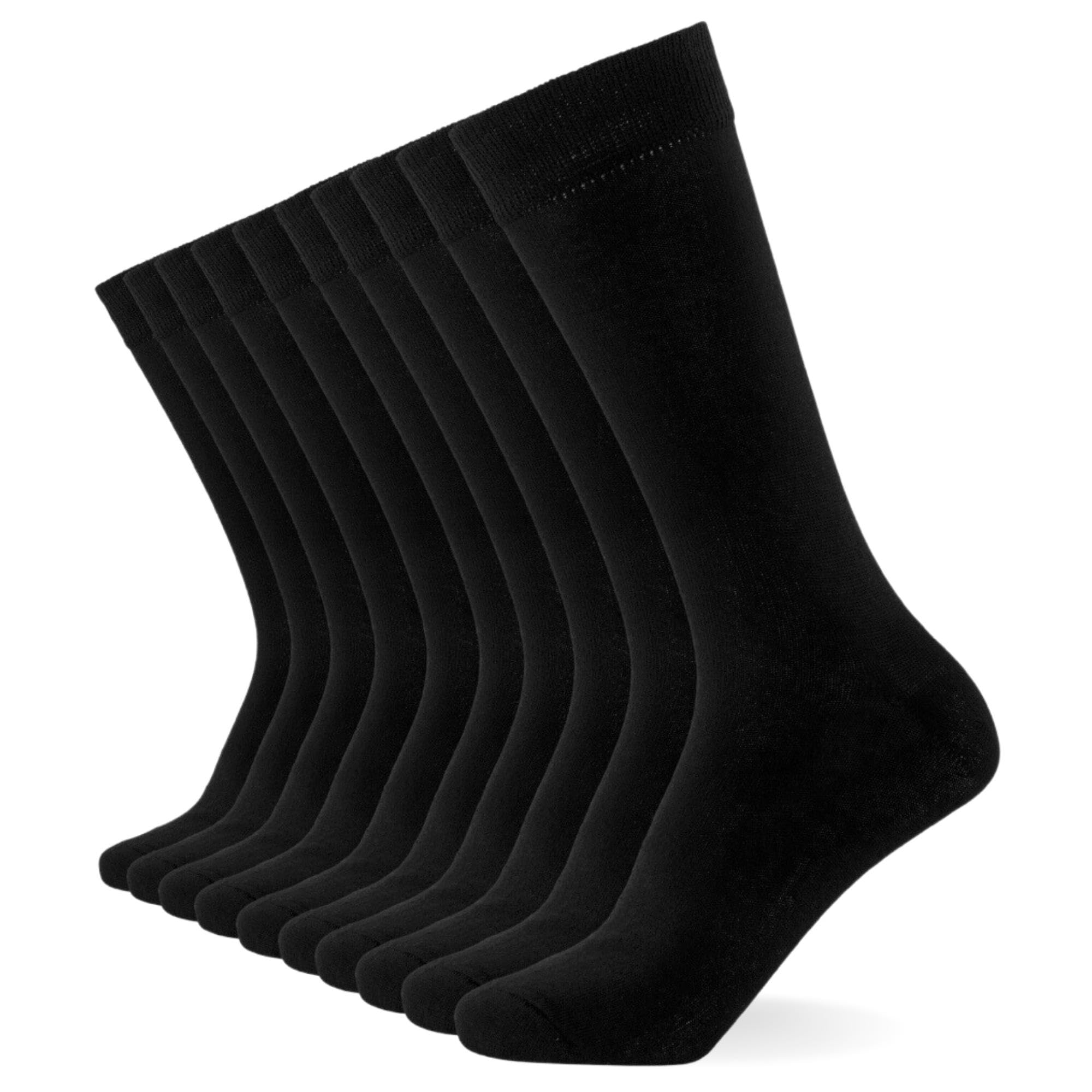 FM London 10-Pack Plain Mens Socks, Soft Cotton Rich Dress Socks Mens 6-11
