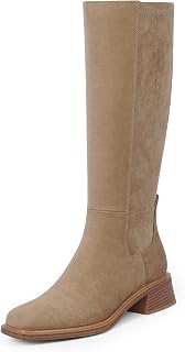 QIY Knee High Boots for Women Low Heel Flat Tall Boots
