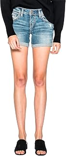Silver Jeans Co. Women's Boyfriend Mid Rise Shorts - Eco-Friendly Fabric Denim Shorts