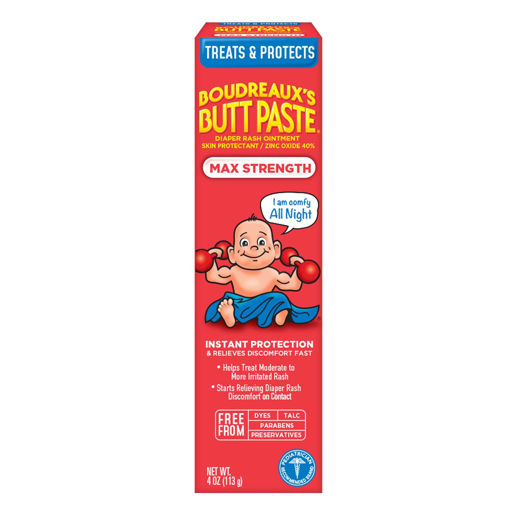 Boudreaux’s Butt Paste Maximum Strength Diaper Rash Cream, 4 Oz | Diaper Cream f