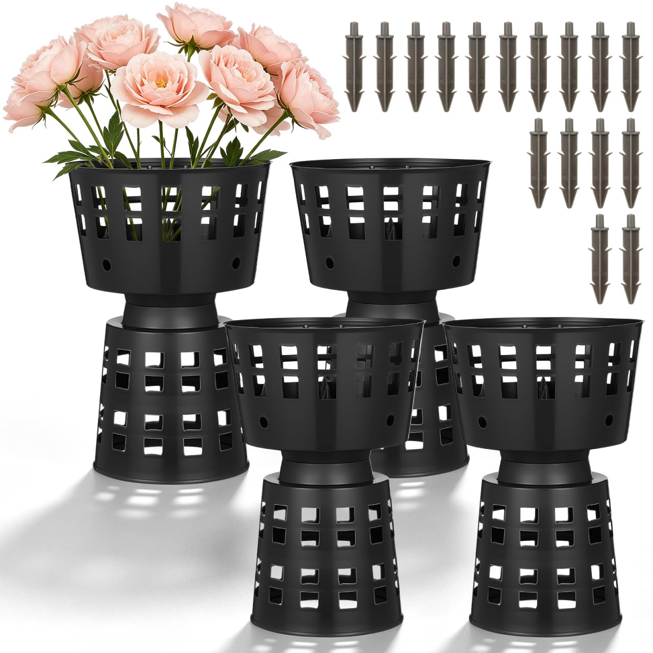 DIYEAH Floral Arrangement Base 4 Pcs Plastic Flower Fixing Holders | Compact Lig
