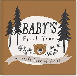 Baby Boy Memory Book - First Year Milestone Keepsake Journal & Photo Album with Birthday Pages to Age 5, 48 Guided Pages, Woodland Hardcover | Lucy Darling Little Camper