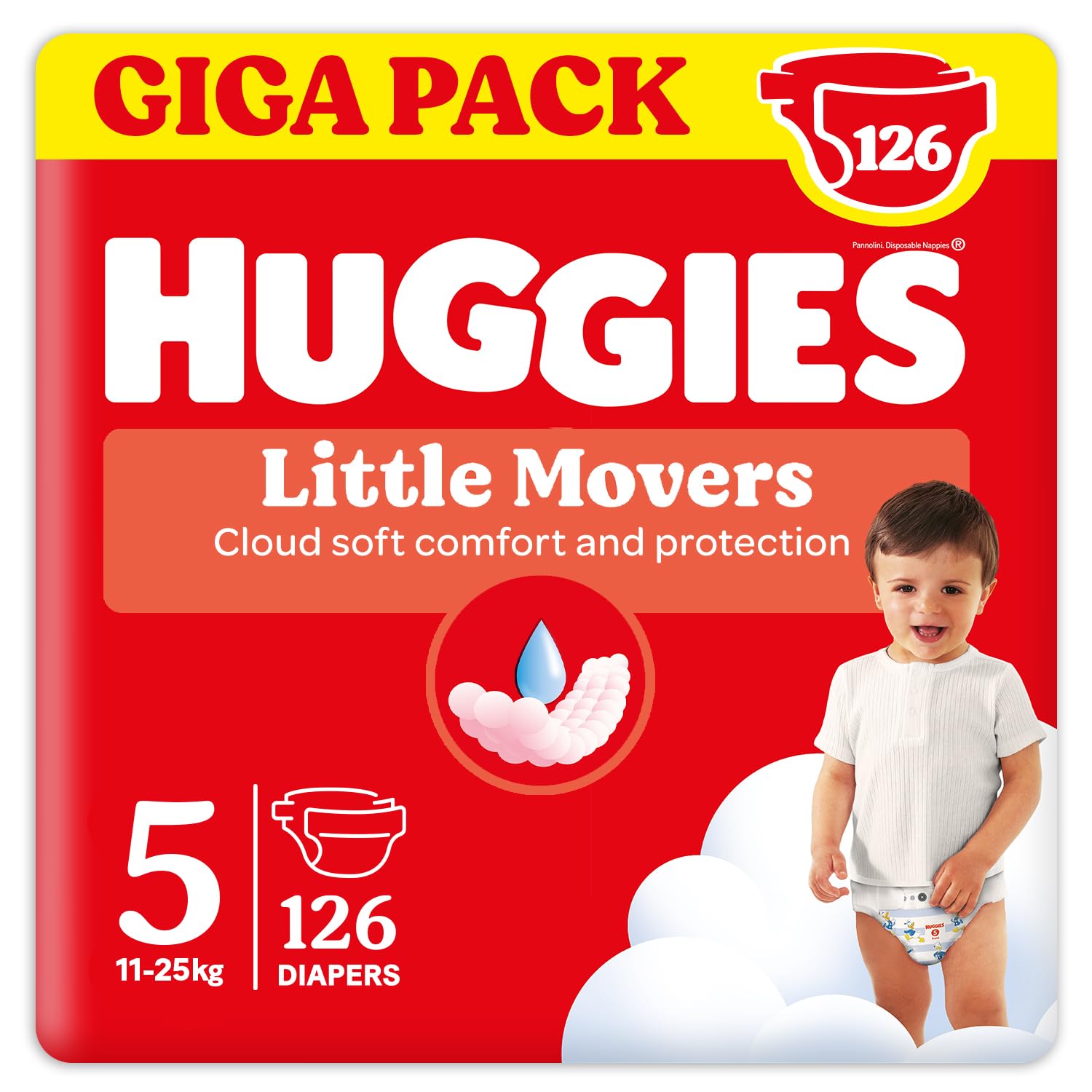 Huggies Little Movers 126 Nappies Size 5 (11-25kg) Spare Pack | Diapers Size 5, 