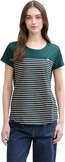 Tom Tailor Denim 1017275 Women's Heart Print Striped T-Shirt (Pack of 1)