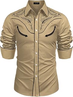 COOFANDY Western Men's Button Down Shirt
