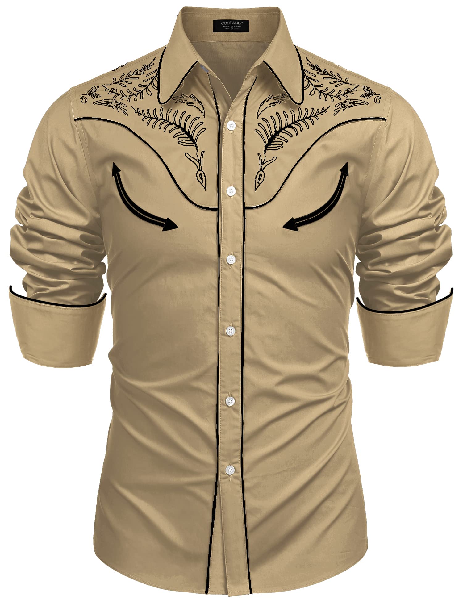 COOFANDY Western Men's Button Down Shirt