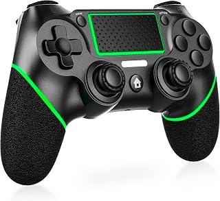 Yiigame Wireless Controller for P-S4, Gamepad Joystick Controller | Compatible with P-S4/Pro/Slimwith Audio, High-Precision Touch Panel, Dual V-ibration, 6-Axis Gyro Sensor, Wake up-Green