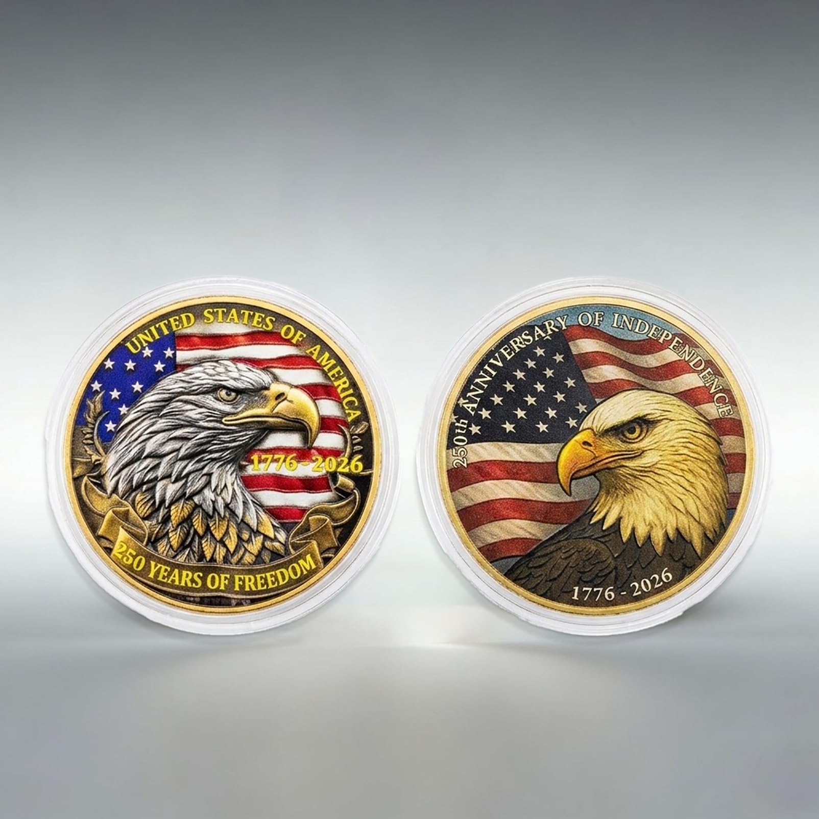 250th Anniversary Commemorative Coin 3D Relief Double-Sided Set of 2, Collectibl