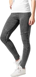 URBAN CLASSICS Women's Denim Jersey Leggings Elastic Female Sports Trousers Casual Leggings with Biker Elements Sizes XS-5XL
