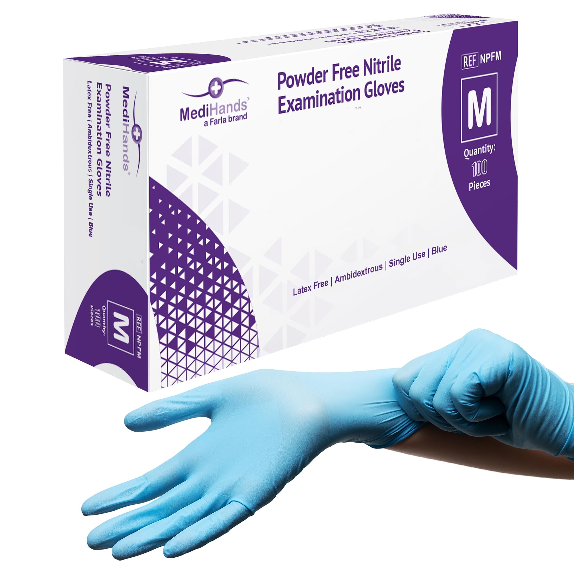MediHands Nitrile Gloves Medium, Blue Heavy Duty Disposable Glove and Surgical G
