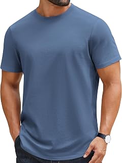 COOFANDY Men's T-Shirt 100% Cotton Crew Neck Basic Summer T-Shirt Solid Colour Regular Fit