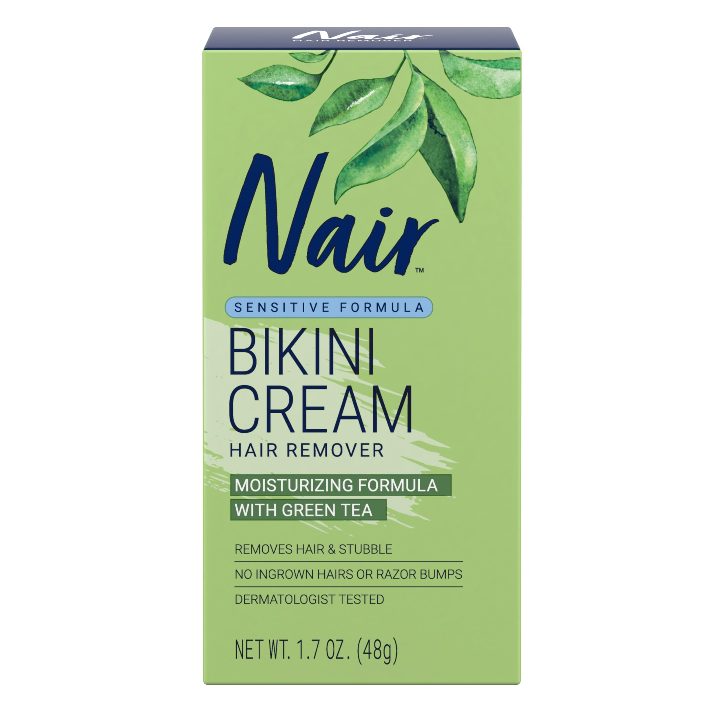 Nair Bikini Cream with Green Tea Sensitive Formula, 1.7 Ounce | Sensitive Skin F