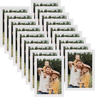 Hoikwo 13 x 18 cm Picture Frame 18 Pack of 18 White Classic and Elegant Narrow Edge Photo Frame for Wall or Table Display, for Office, Living Room and Bedroom
