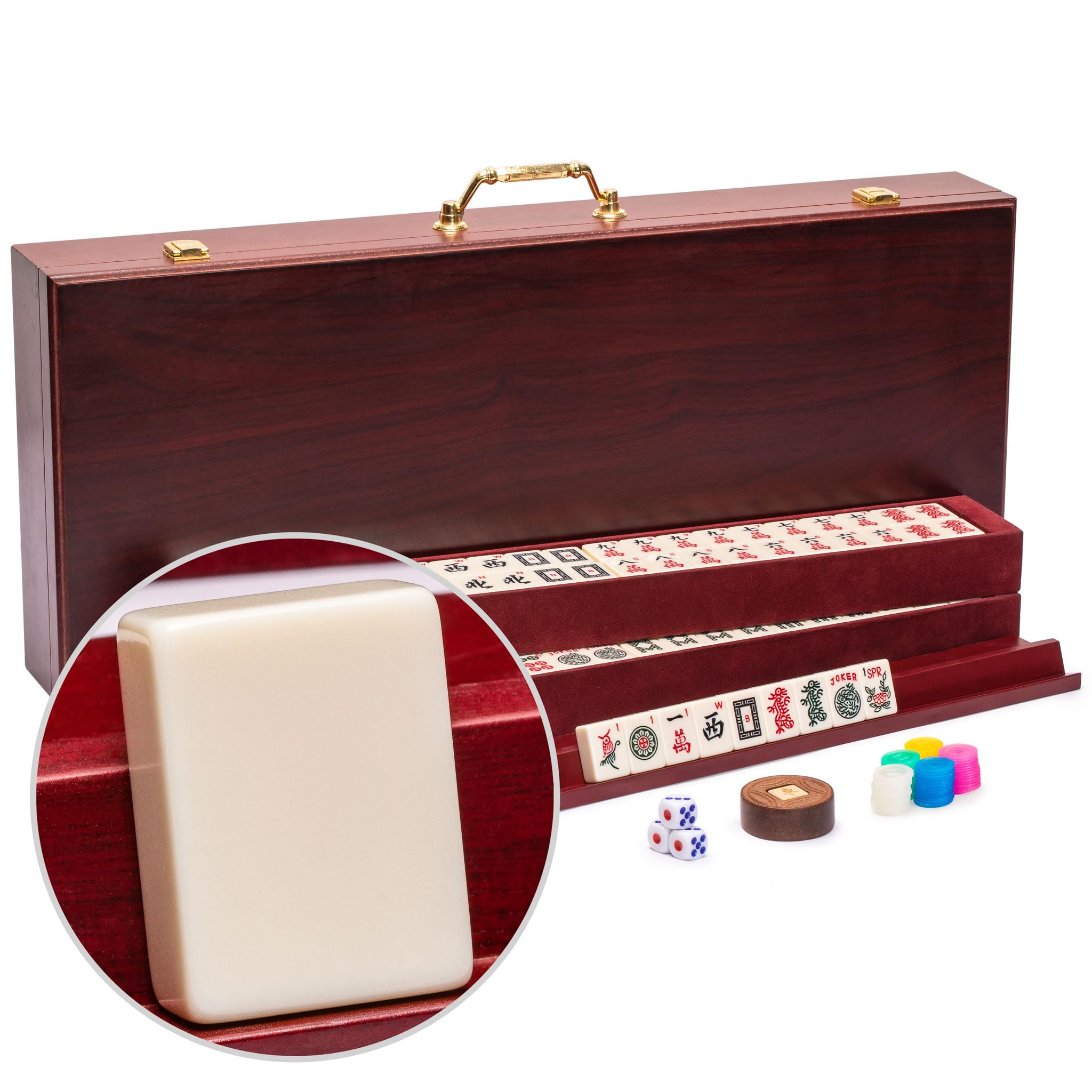 Yellow Mountain Imports American Mahjong Set, The Classic - with 166 Tiles, Vint