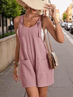 Women Jumpsuit Adjustable Suspenders Sleeveless Casual Shorts with Pockets Summer Clothing for Women Outdoor