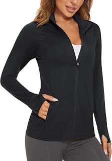 MAGCOMSEN Women's UPF 50+ Athletic Jackets Zip Up Lightweight Sun Protection Shirts with Thumb Holes Workout