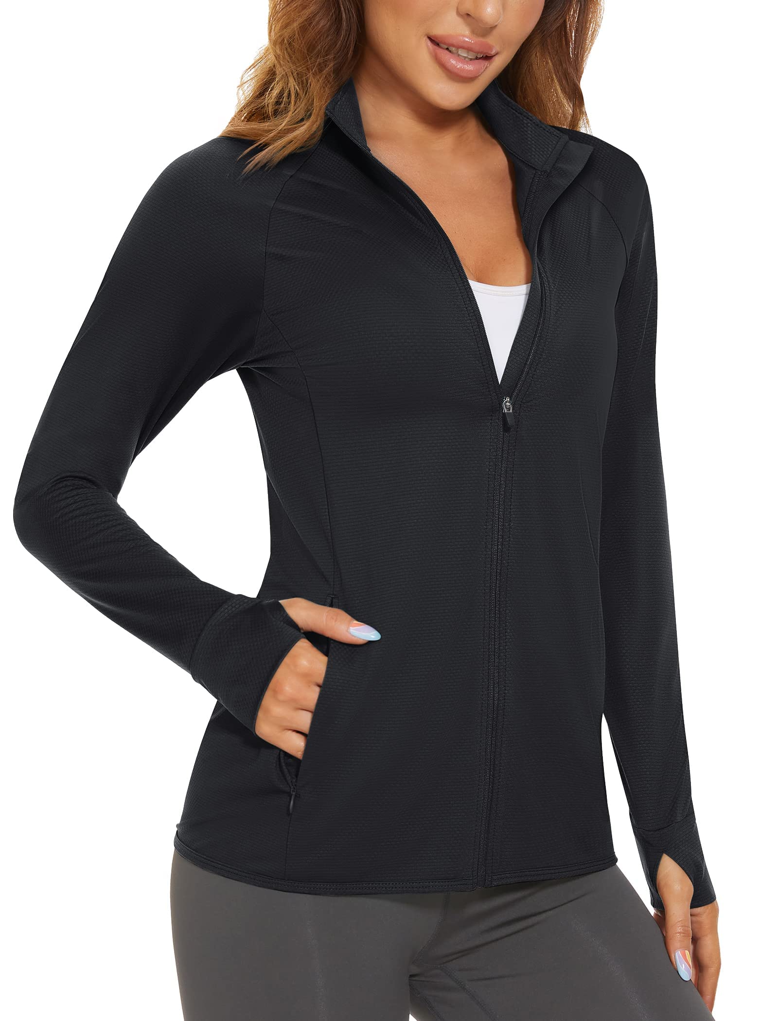 MAGCOMSEN Women's UPF 50+ Athletic Jackets Zip Up Lightweight Sun Protection Shi