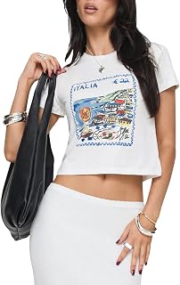 Women's Graphic Vintage Cute Aesthetic Y2K Fruit Print 90s Style Crop Summer T-Shirt