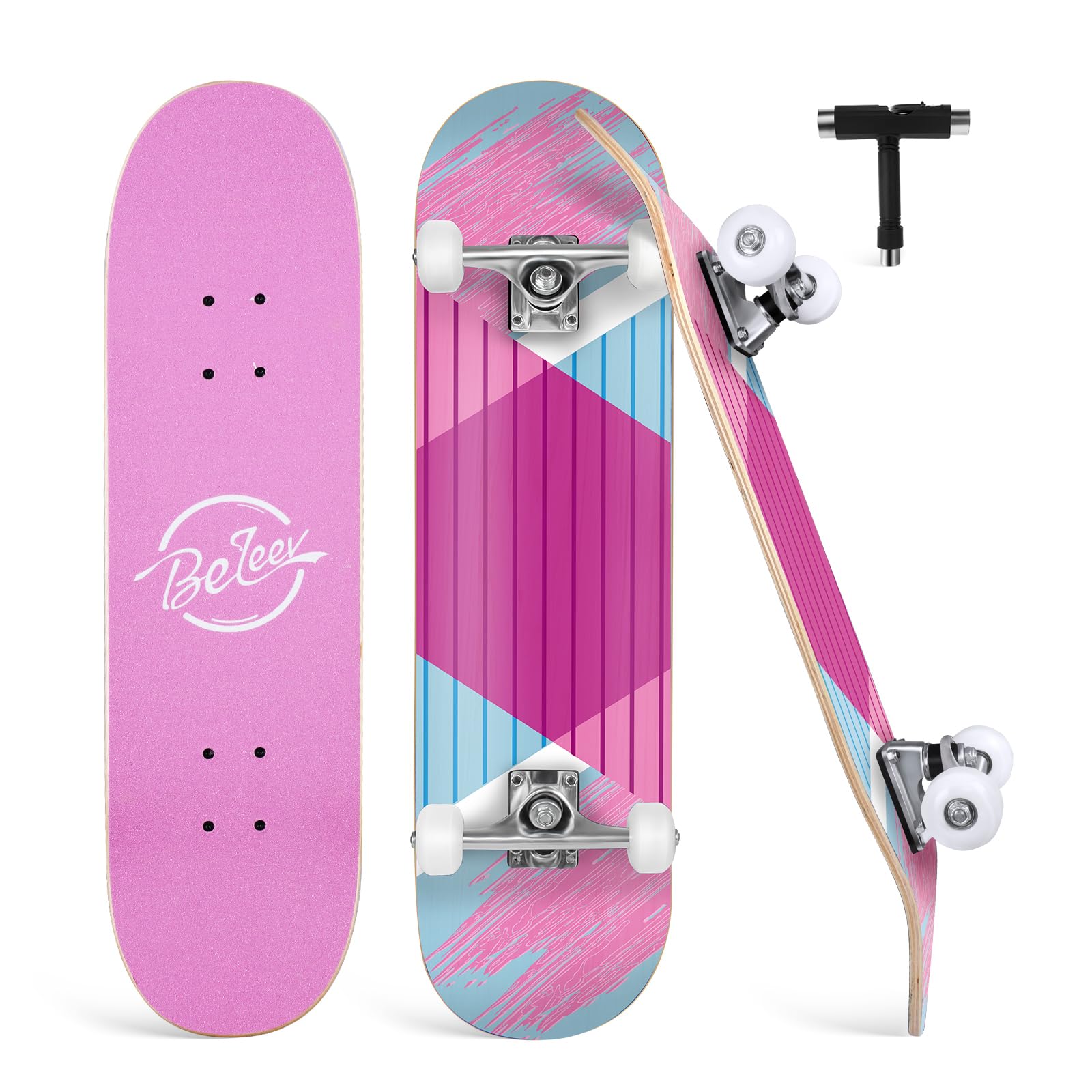 BELEEV Skateboards for Beginners, 31 x 8 inch Complete Skateboard for Kids Teens