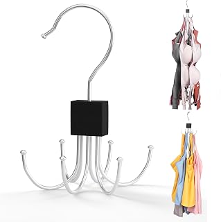 Tank Top Hanger,Rotatable Bra Hanger,Max 18 Storage Capacity Sports Bra Hangers,Space Saving Hangers for Dorm,Closet Organizers and Storage,Closet Organizer for Belt,Scarf, Purse,Black