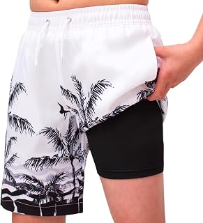 MEILONGER Boys Swim Trunks Swimming Shorts Bathing Suits for Kids Quick Dry Board Shorts Swimwear with Compression Liner