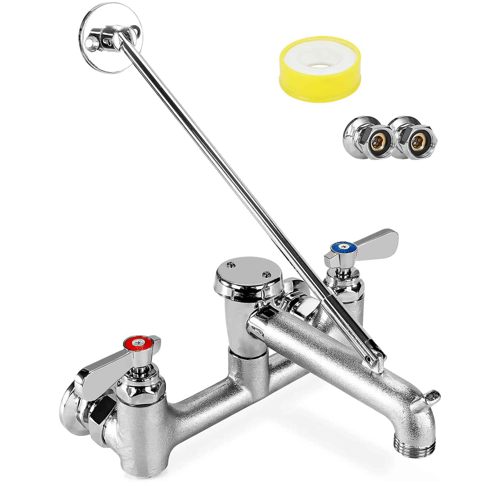 Commercial Mop Sink Faucet with Vacuum Breaker, Wall Mount 8" Center | Service S