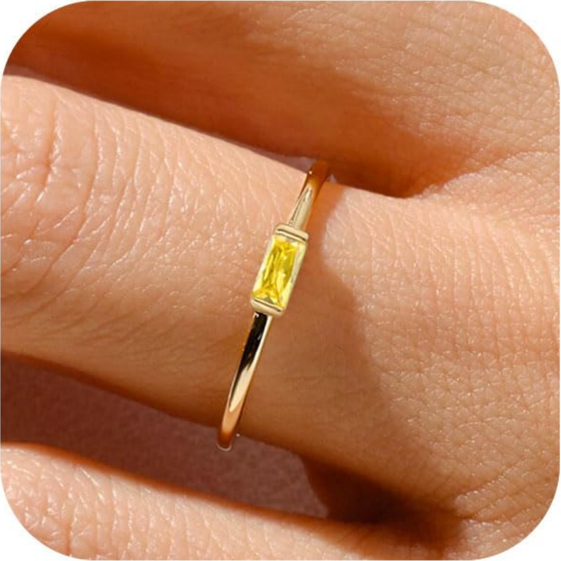 14K Gold Plated Dainty Birthstone Rings for Women Emerald Green CZ Gemstone Thum