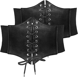 JasGood - Women's lace up corset, elastic and wide, ideal for Halloween parties and other events