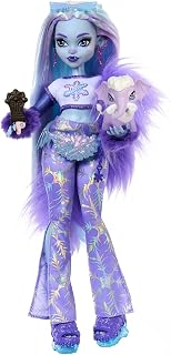 Monster High Abbey Bominable Doll | Yeti Doll in Furry Purple Clothes with Pet Mammoth and 7 Accessories like a Backpack, Glasses and Popsicle, HNF64