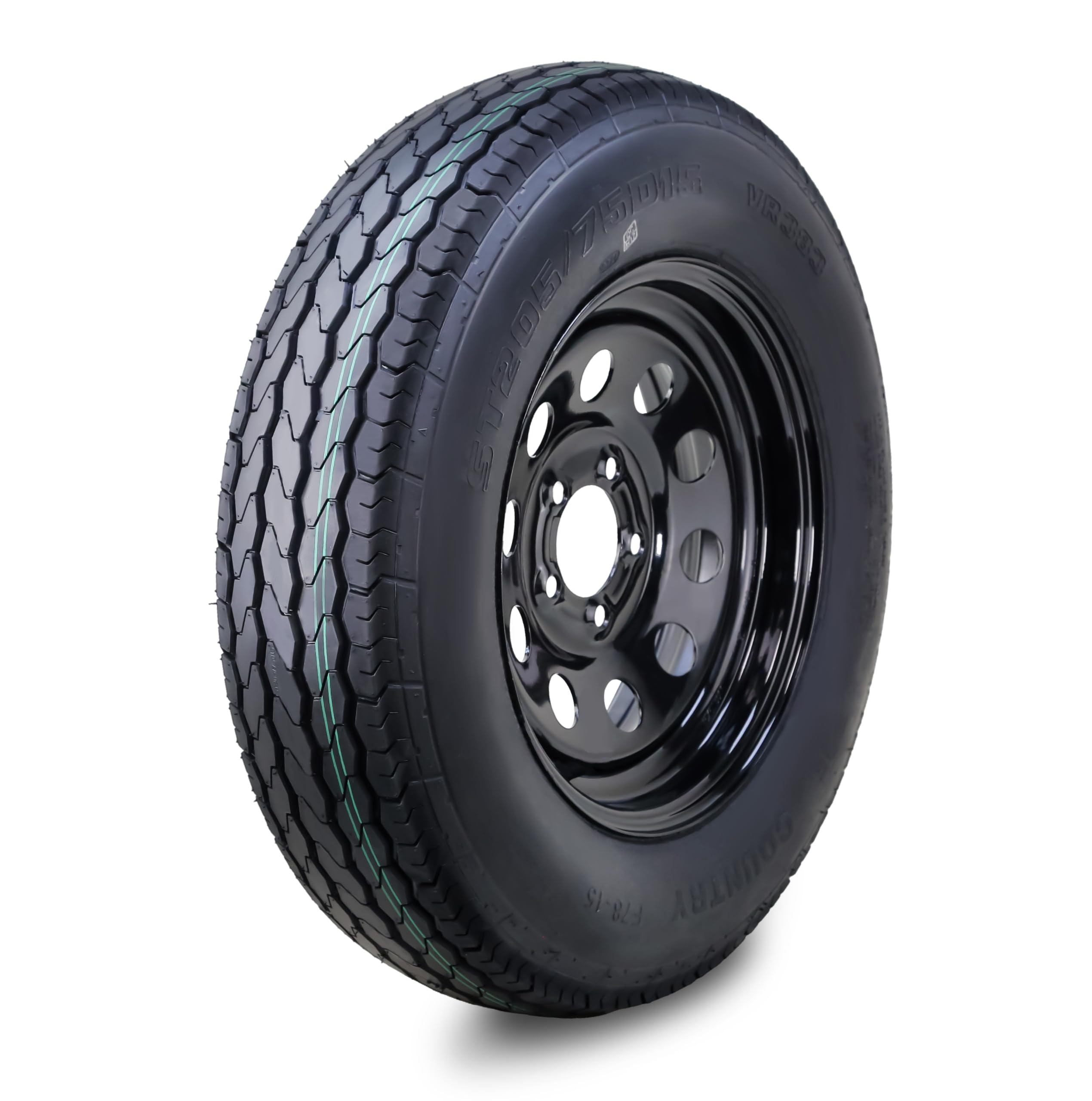 Free Country Trailer Tire Wheel ST205/75D15 6Ply C 101L 5x4.5 Black Mod Rim | As